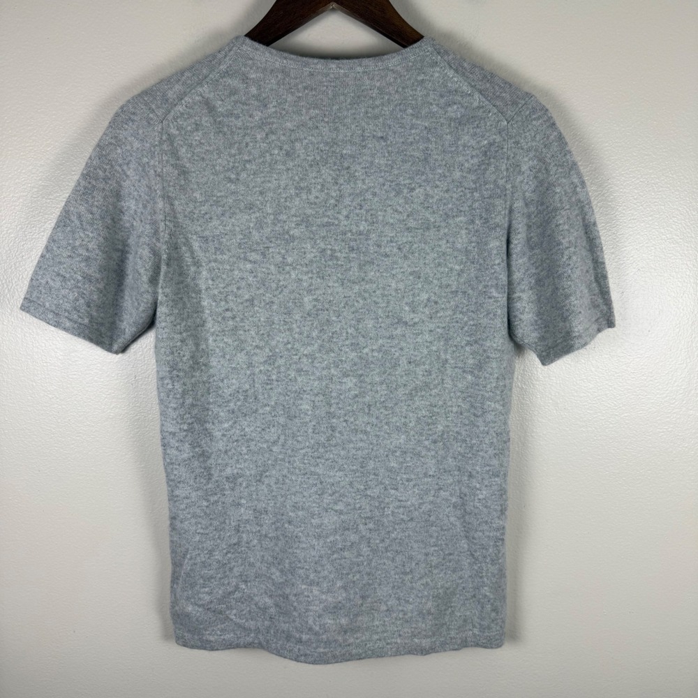 Lands' End Women's S Short Sleeve Sweater Gray 100% Cashmere Crew Neck Pullover - Picture 2 of 8